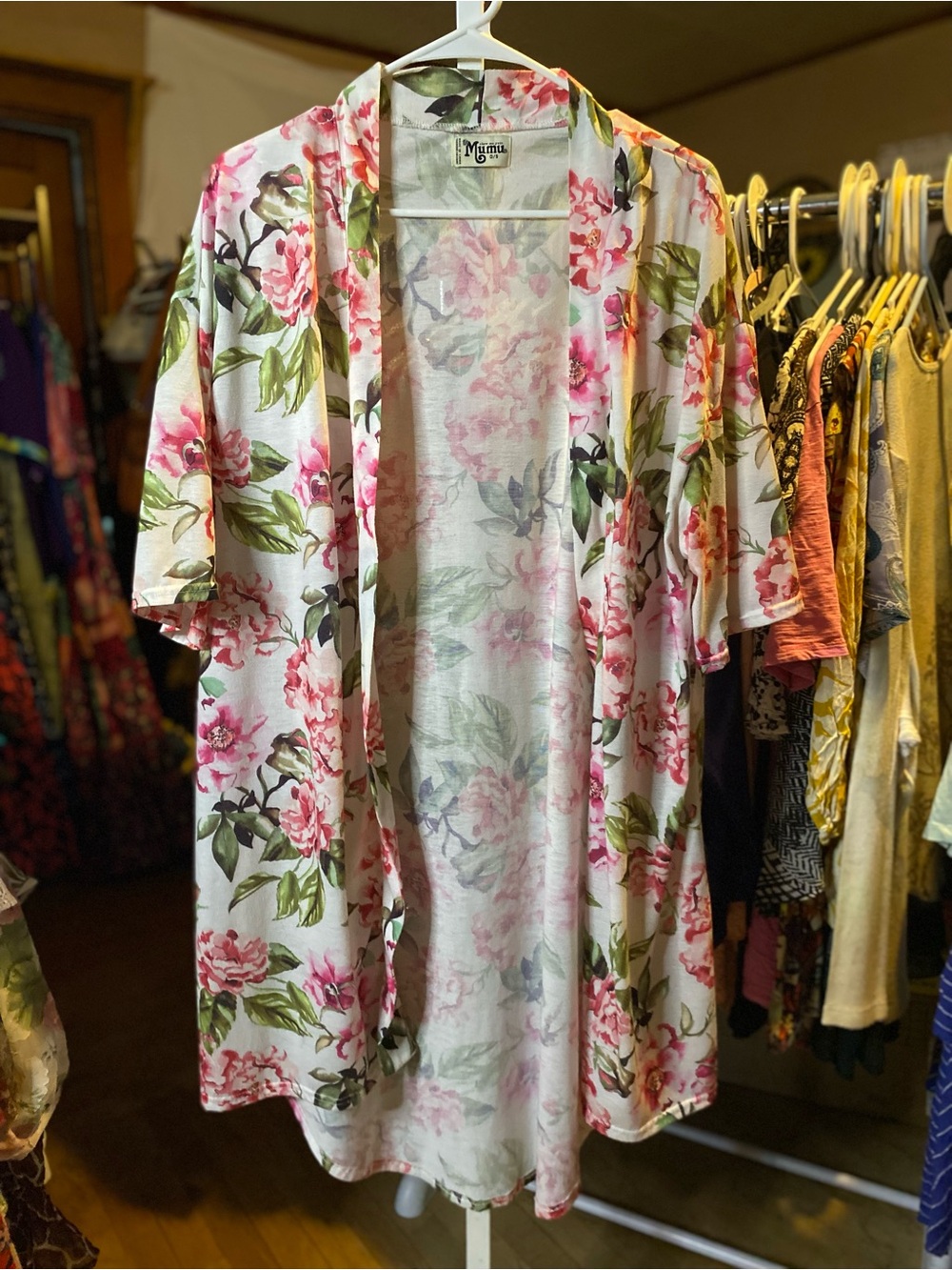 Show Me Your MuMu Pink & Green Floral Kimono Robe